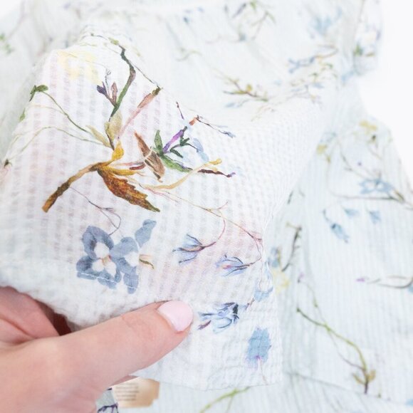 Scotch & Soda Floral Blouse Button Up Shirt Neck Scarf Short Sleeve - Picture 13 of 15